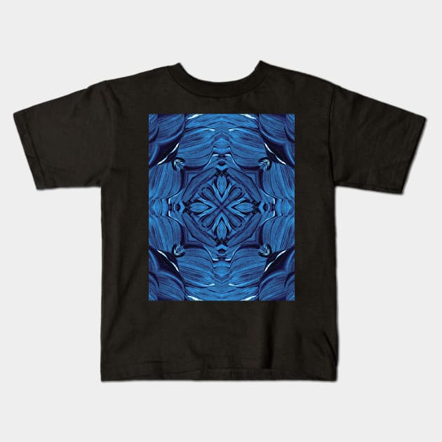 Blue Cross Mandala Ornament Kids T-Shirt by SpieklyArt